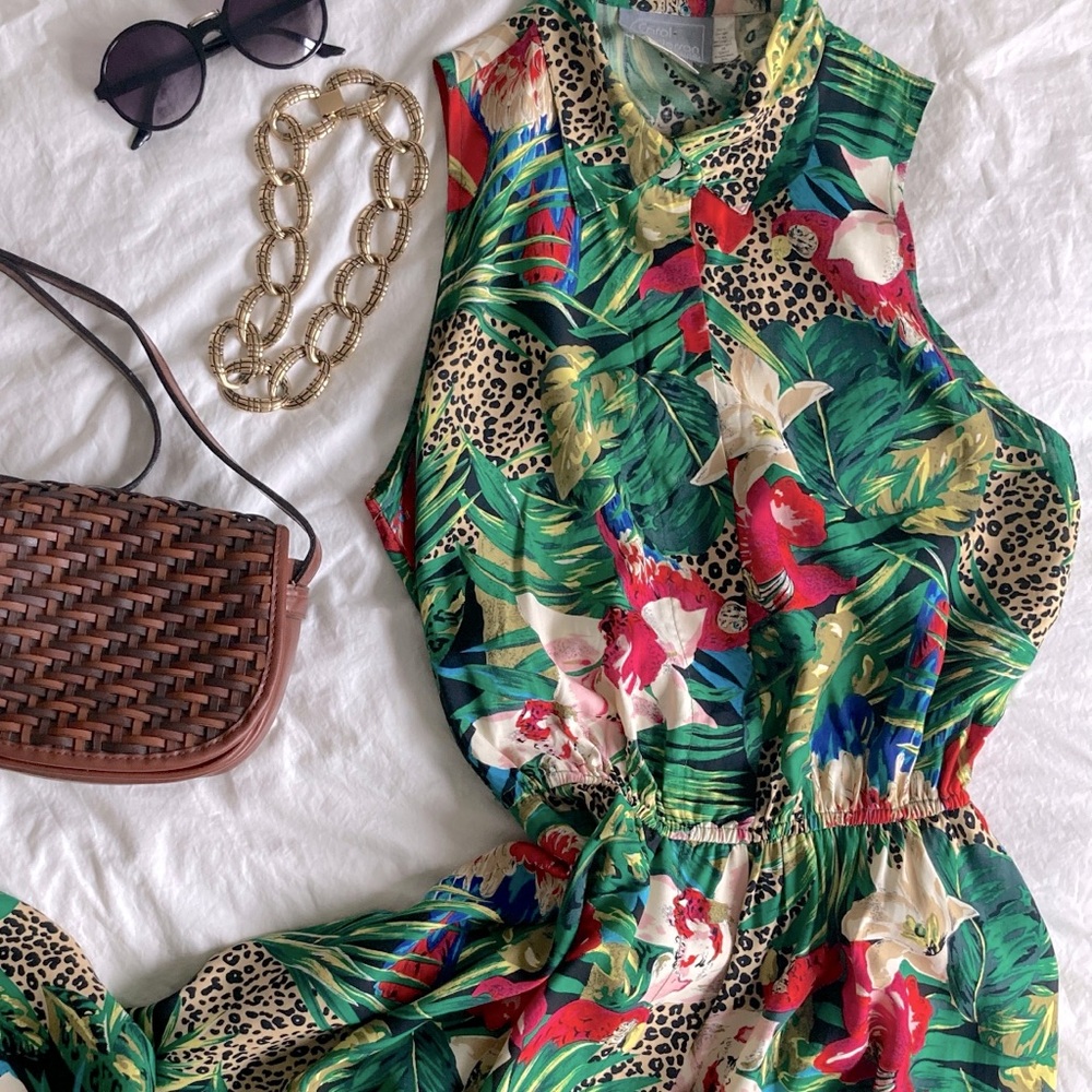 Carol Anderson tropical print midi dress